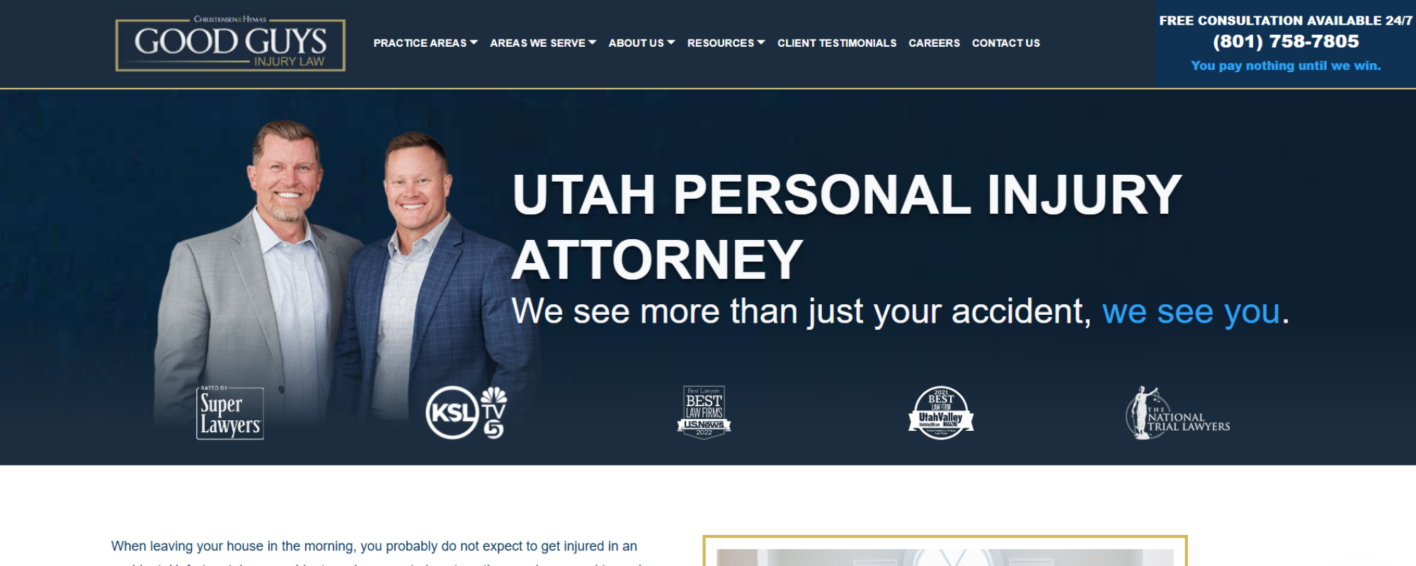 Best car accident lawyer in Utah, Good Guys Injury Law dashboard