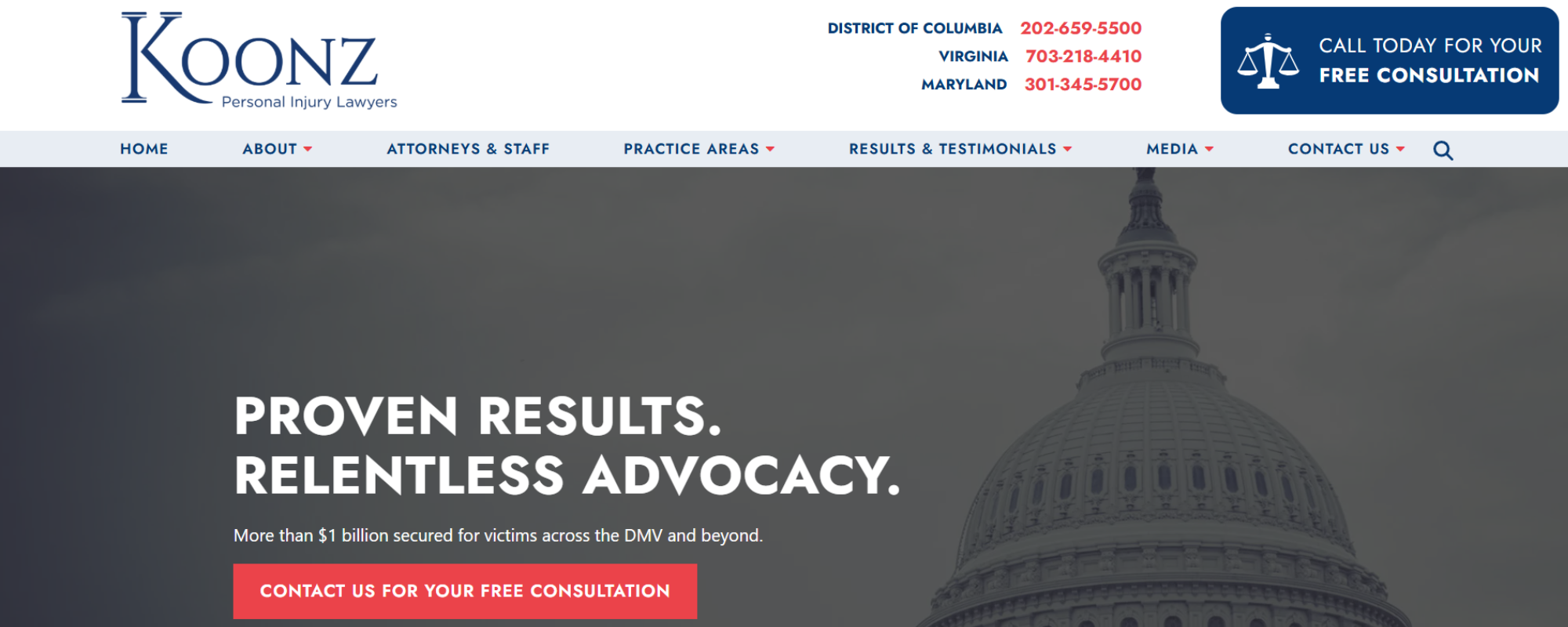 Most Trusted Wrongful Death Law Firms in Washington DC, Koonz law firm online website