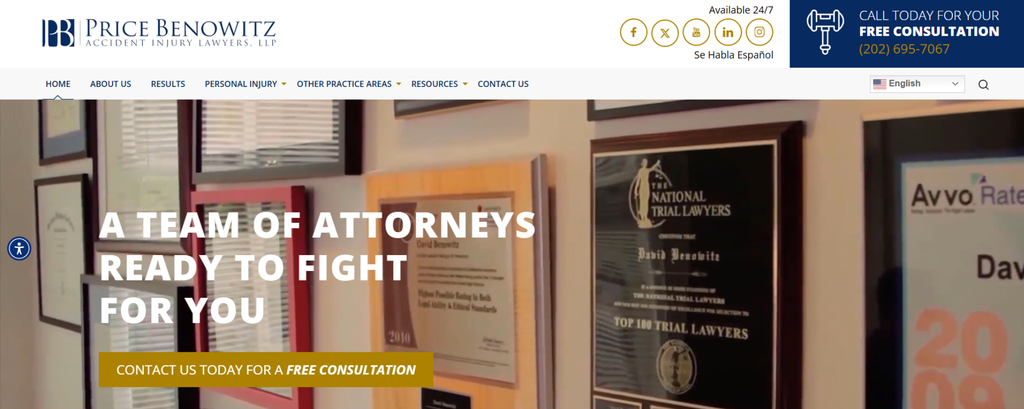 Most Trusted Wrongful Death Law Firms in Washington DC, Price Benowitz personal injury lawyer dashboard