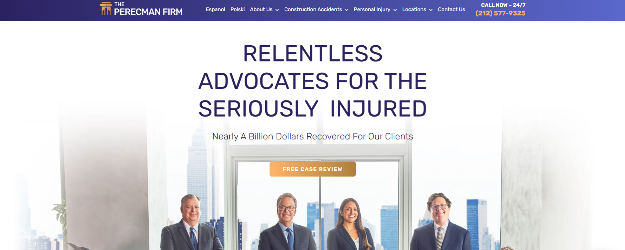 Best Personal Injury Law Firm in NYC for Maximizing Settlements, The Perecman Firm personal injury law firm index with lawyers