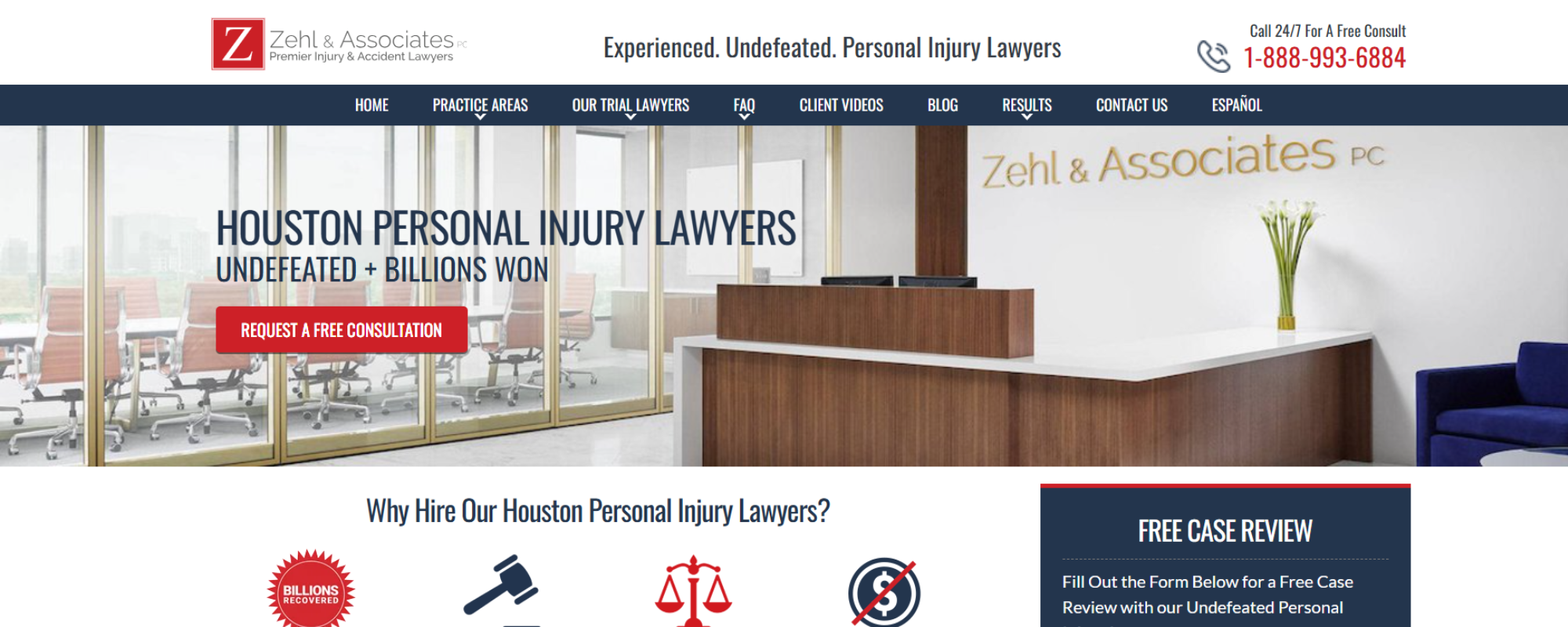 Best Car Accident Lawyer in Texas for Serious Injury Cases, Zehl & Associates Houston personal injury firm page