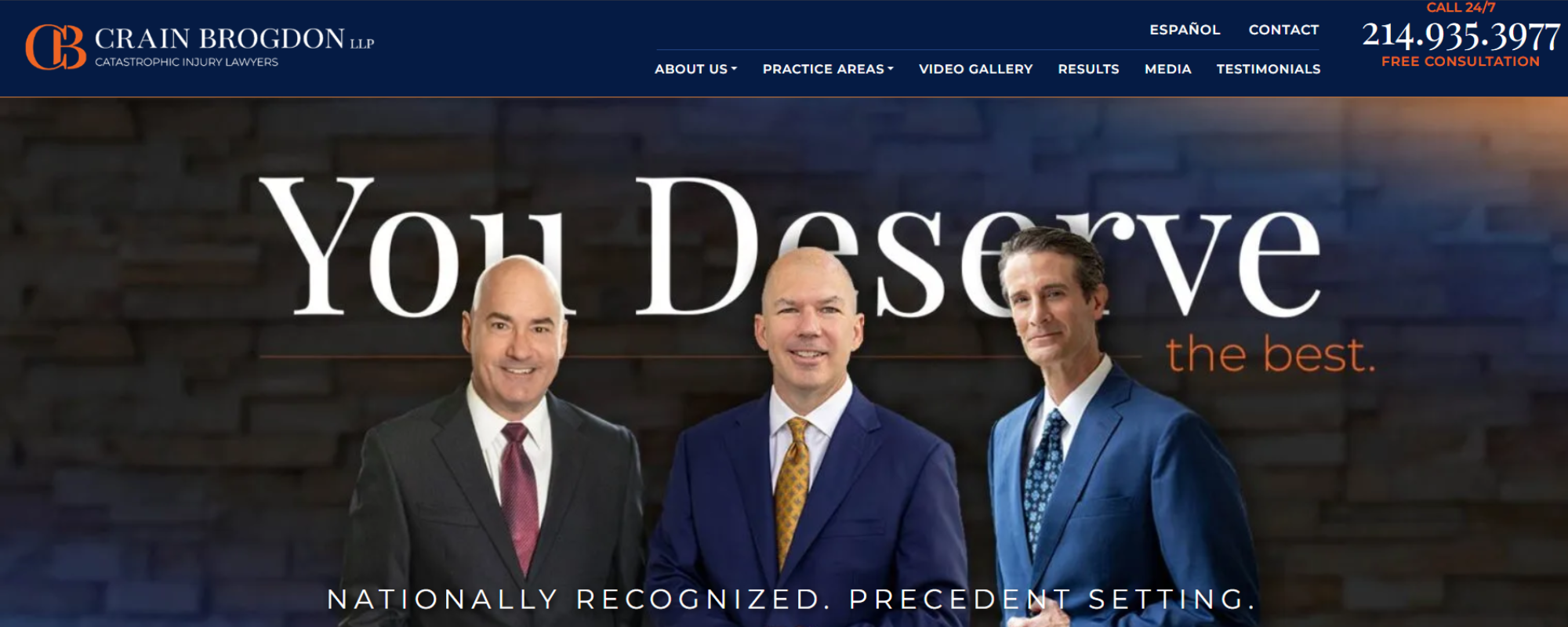 Most Trusted Dallas Personal Injury Law Firms for Wrongful Death Cases, Crain Brogdon LLP website