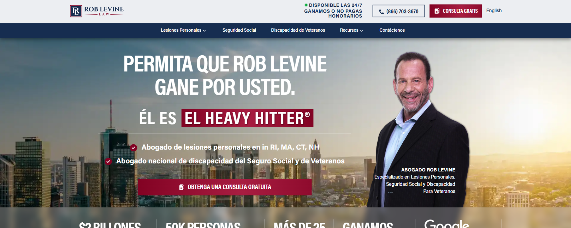 firmas de abogados de lesiones personales en Boston, Rob Levine Law página oficial
