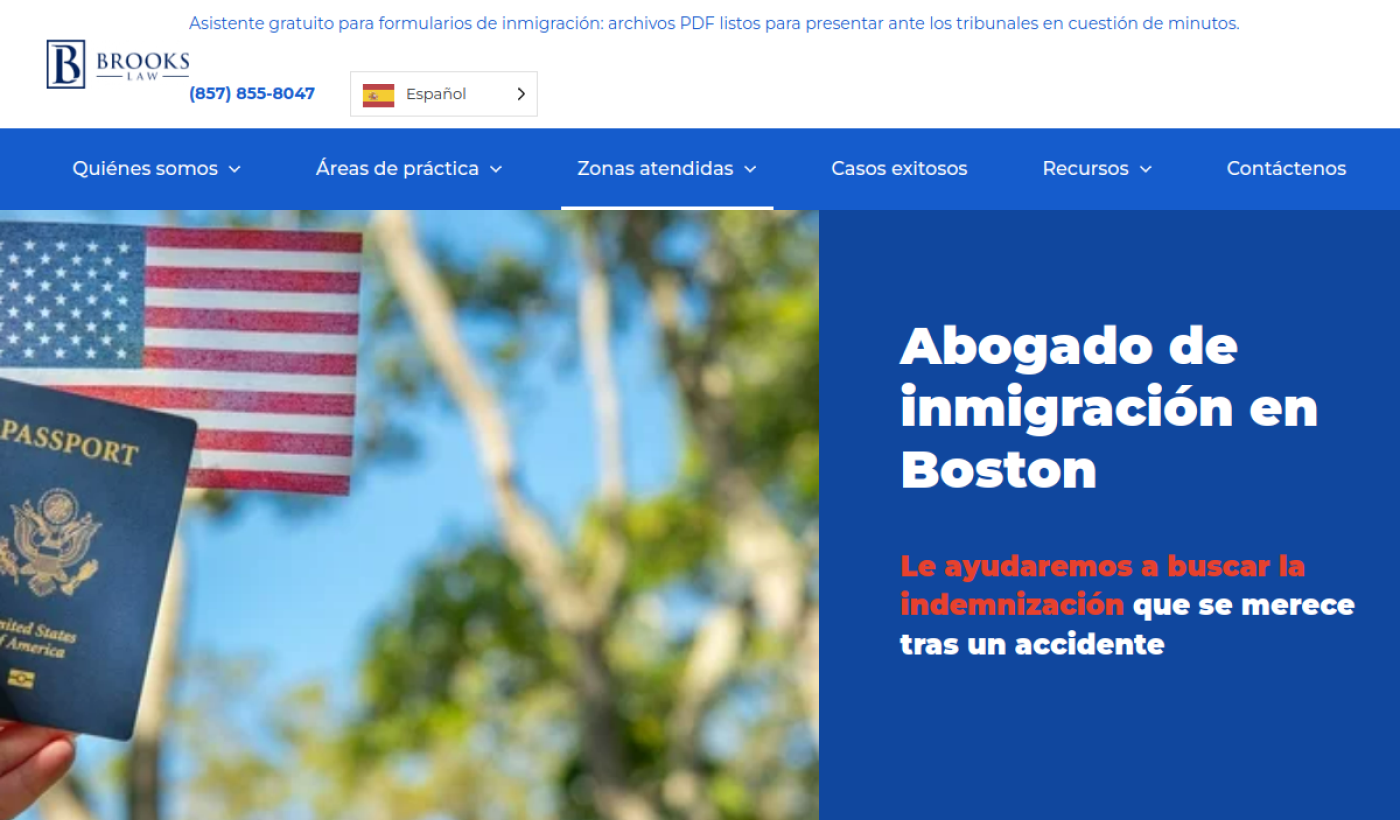 Página de abogado de inmigración en Boston de Brooks Law Firm
