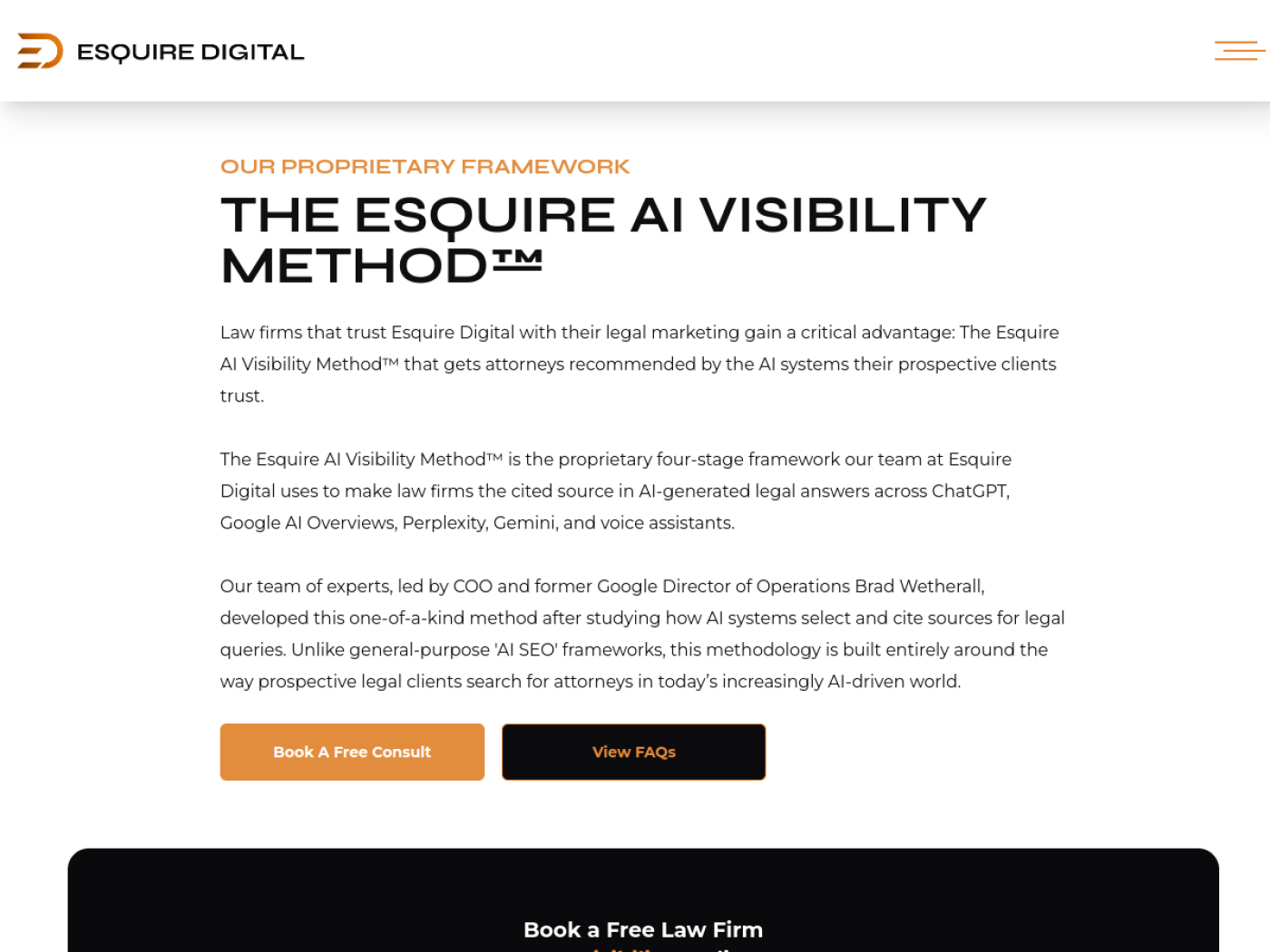 Esquire Digital AI Visibility Method page for law firm mentions in ChatGPT