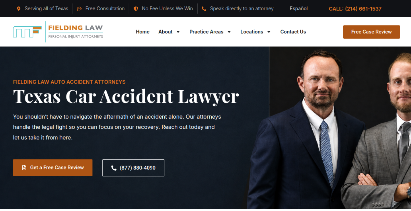Fielding Law Texas car accident lawyer page