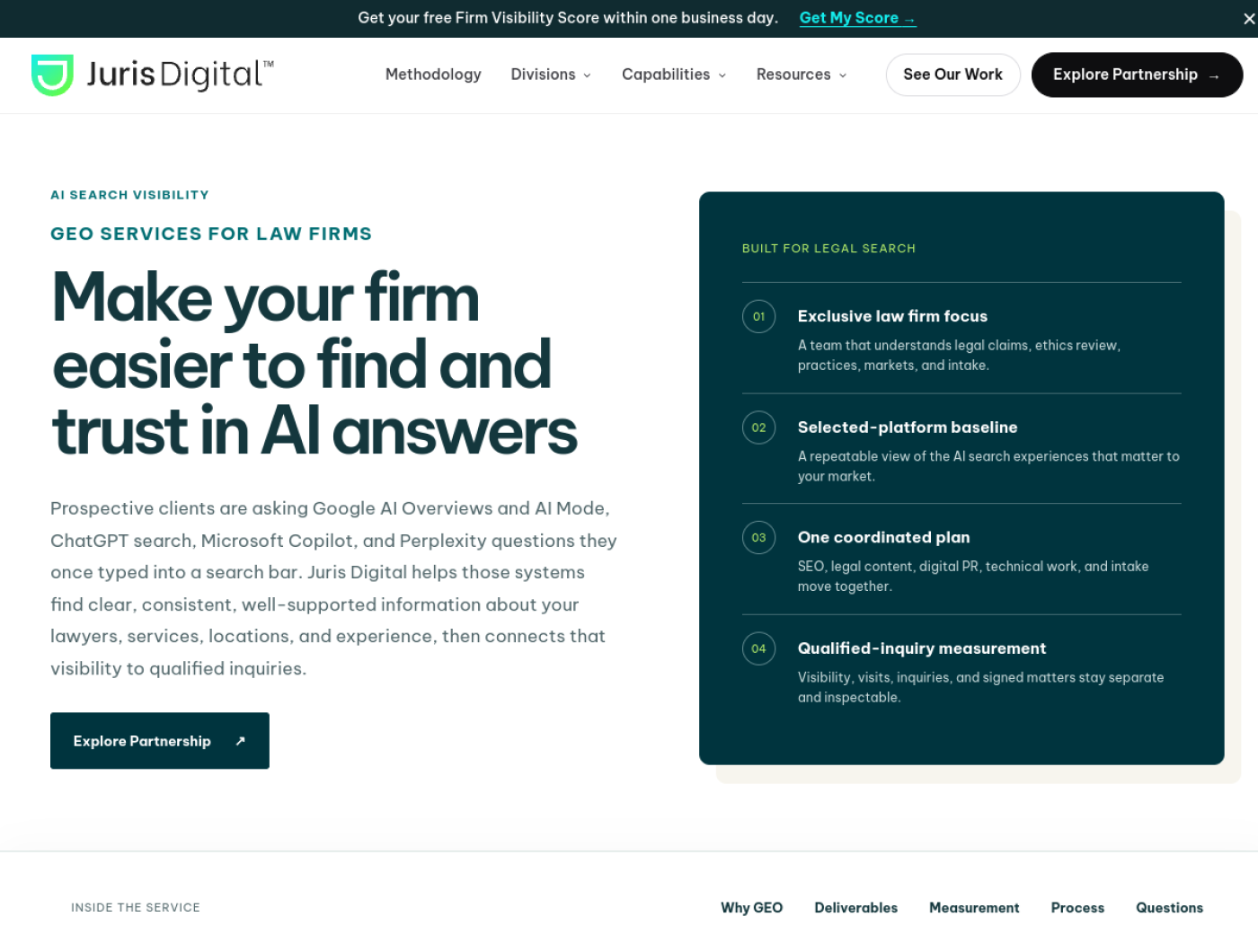 Juris Digital GEO services for law firms page