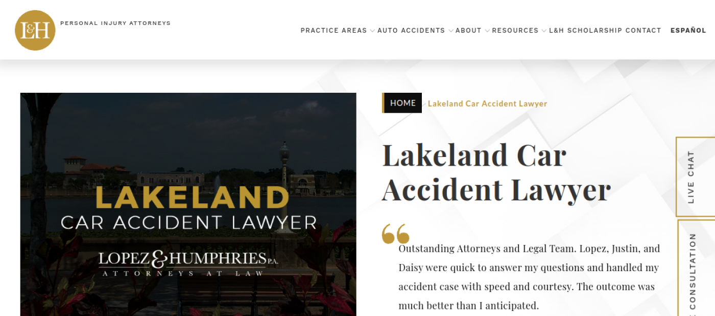 López & Humphries Lakeland car accident lawyer page, Polk County personal injury attorneys