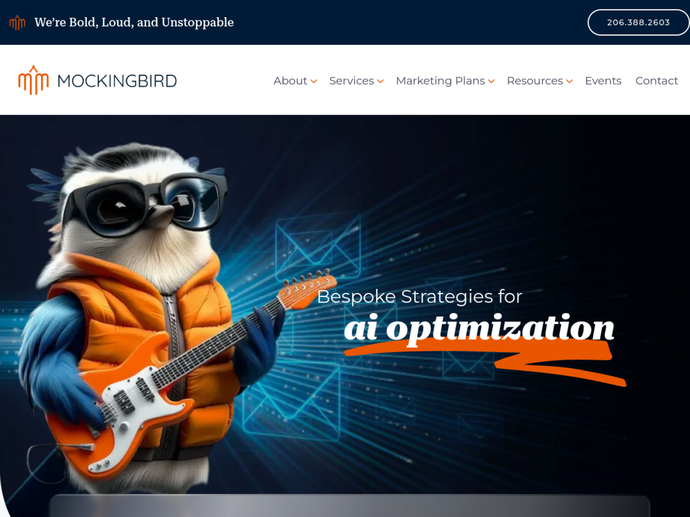 Mockingbird Marketing AI optimization page, AI search optimization for law firms