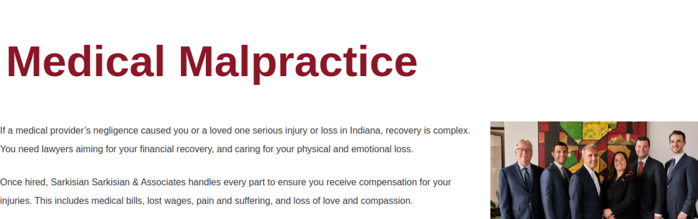 Sarkisian Sarkisian and Associates medical malpractice page
