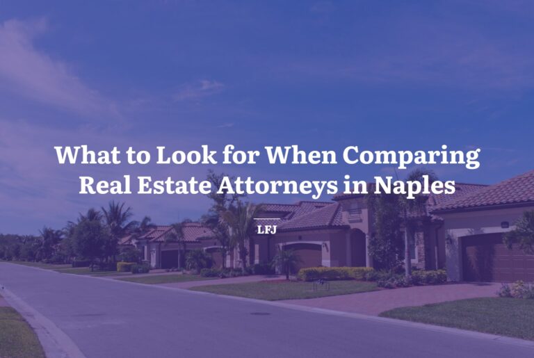 Florida homes with palm trees on a residential street, for a guide to comparing real estate attorneys in Naples
