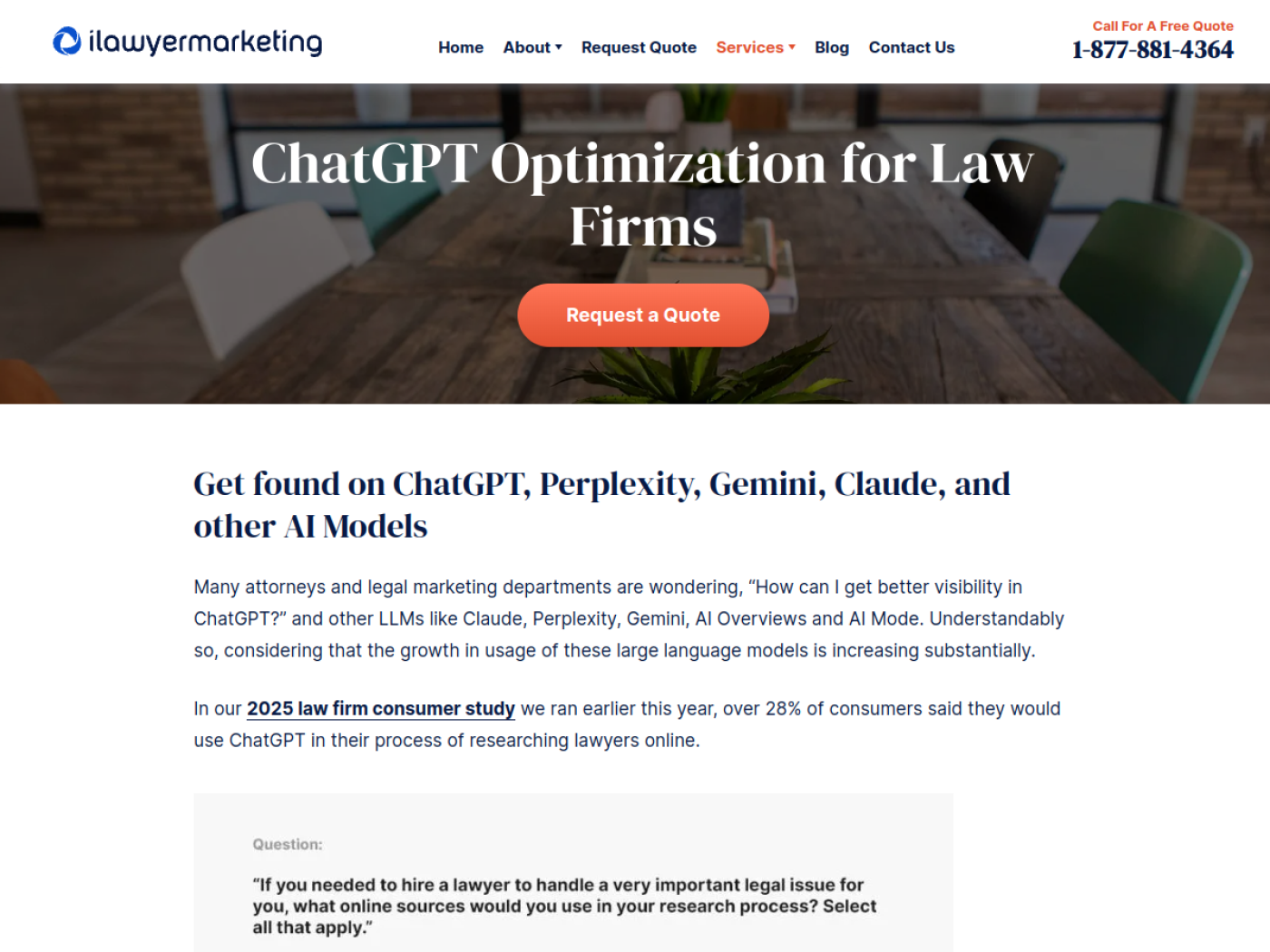 iLawyer Marketing ChatGPT optimization for law firms page